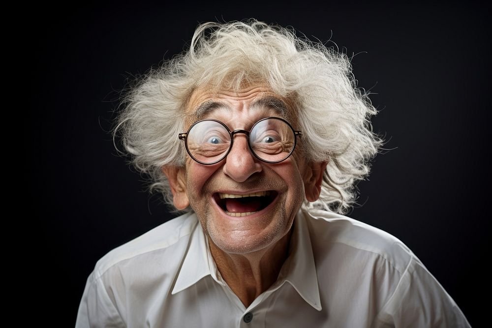 Eldery portrait laughing glasses. AI generated Image by rawpixel.