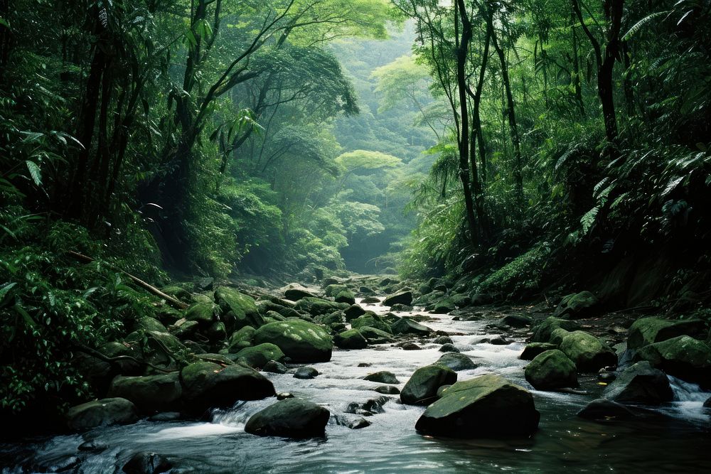 Jungle national Lower montane rain jungle vegetation landscape. AI generated Image by rawpixel.