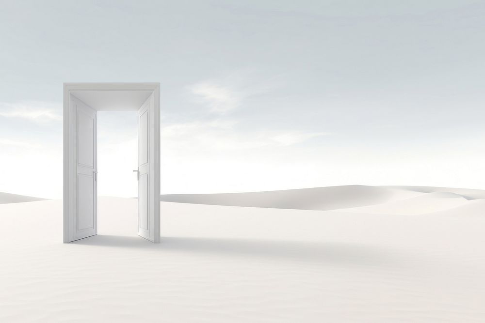 3d illustration of door leading to nowhere, isolated on white background. AI generated Image by rawpixel. 