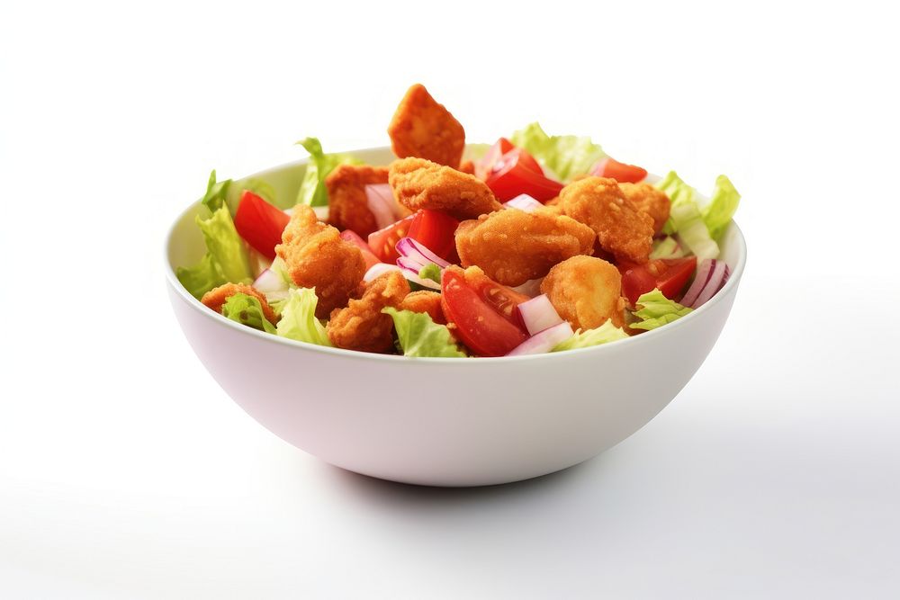 Fried chicken salad bowl food meal. AI generated Image by rawpixel.