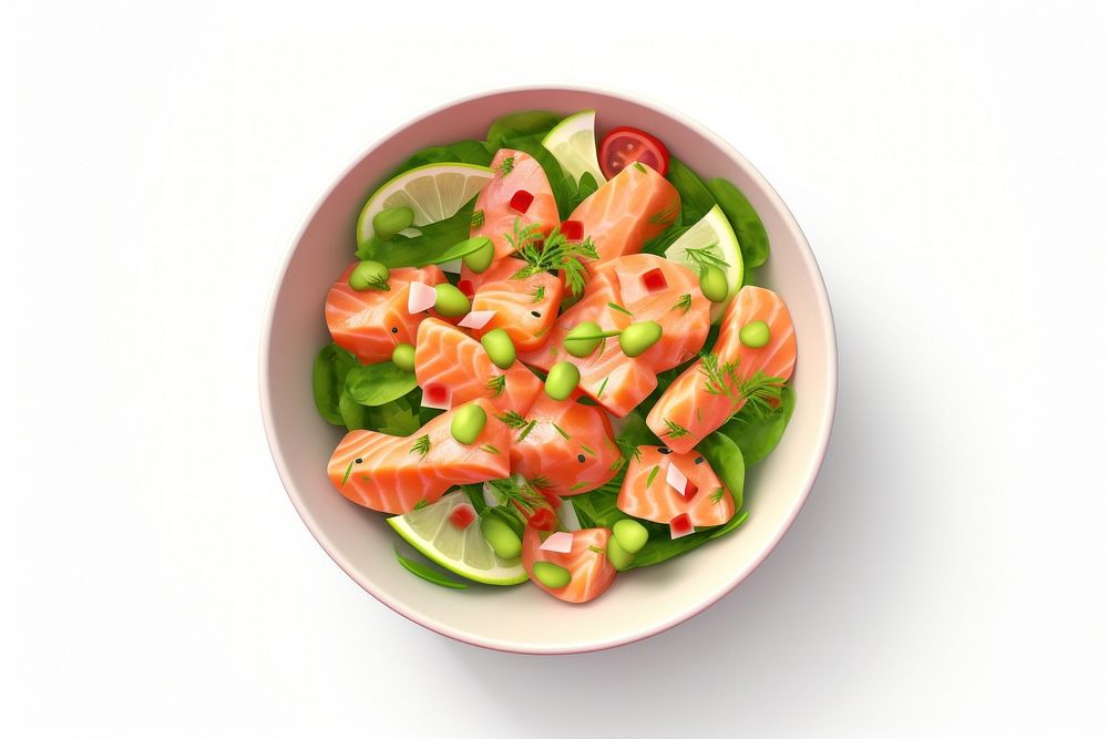 Salmon salad seafood plate meal. AI generated Image by rawpixel.