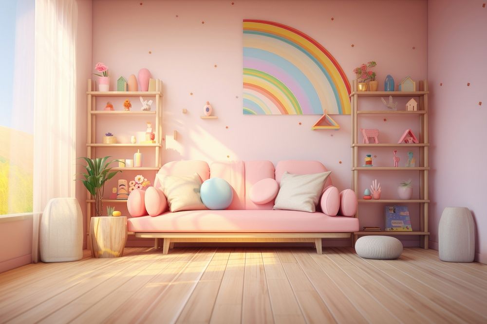 Pastel wall room architecture furniture building. 