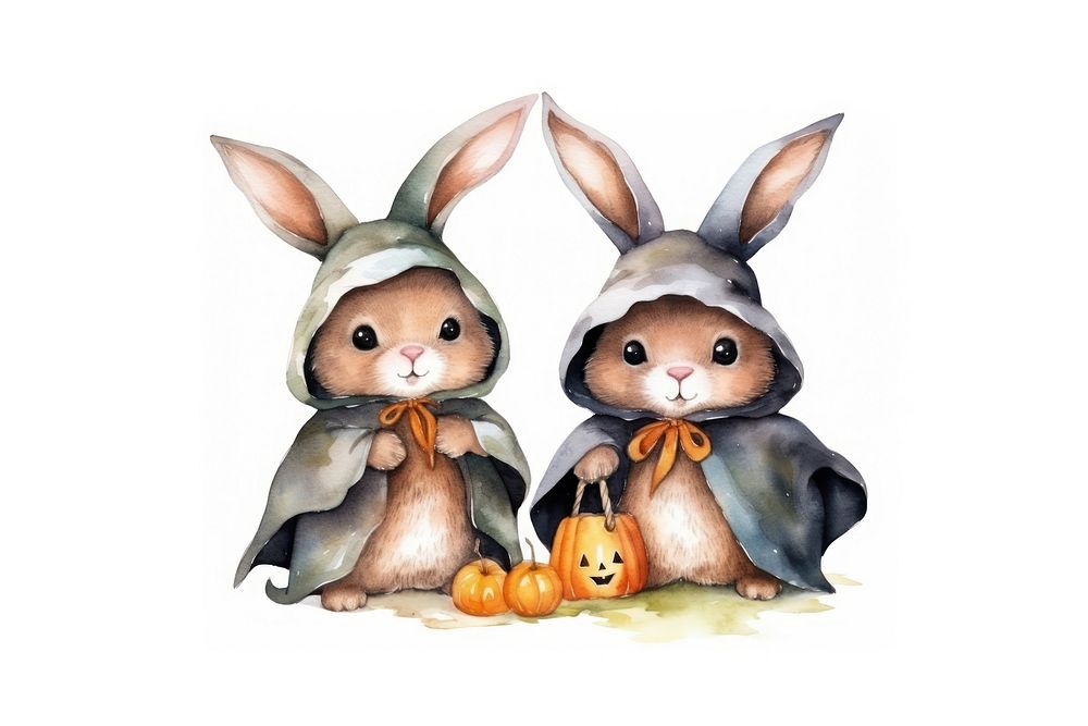 Cute rabbit halloween animal mammal white background. AI generated Image by rawpixel.