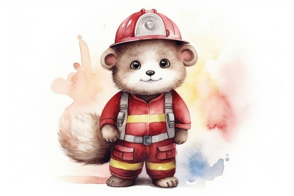 Ferret firefighter cute toy representation. AI generated Image by rawpixel.