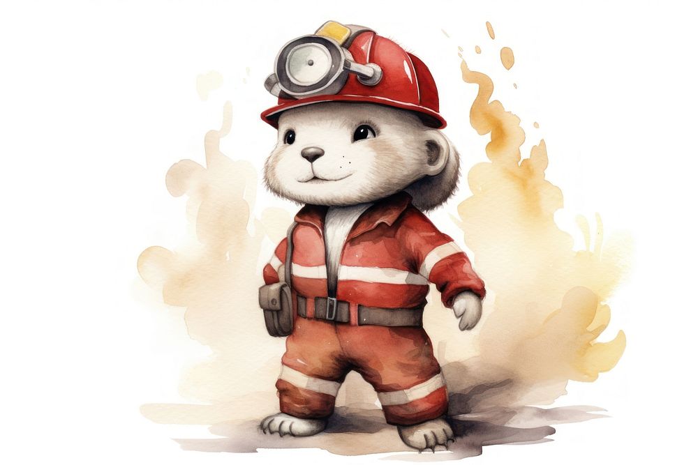 Ferret firefighter cute representation protection. AI generated Image by rawpixel.
