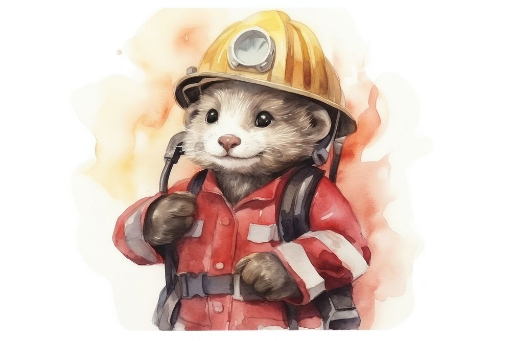 Ferret firefighter portrait helmet. 