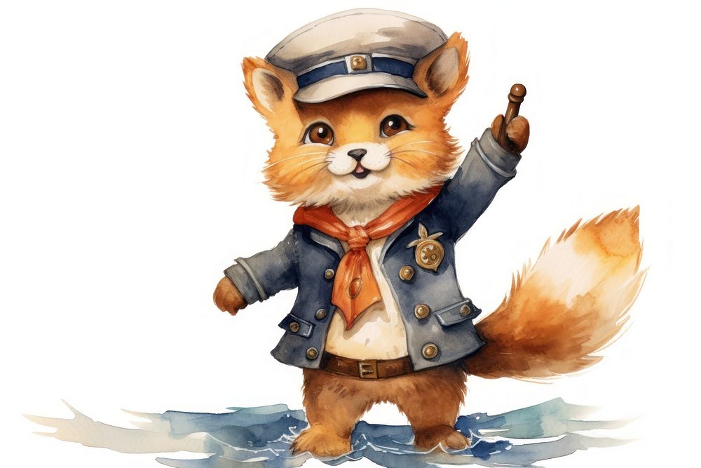 Fox Ship captain cartoon animal. AI generated Image by rawpixel.