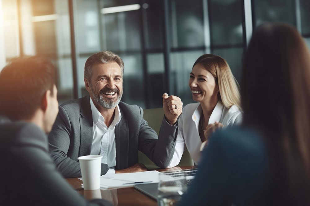Business laughing meeting adult. AI generated Image by rawpixel.