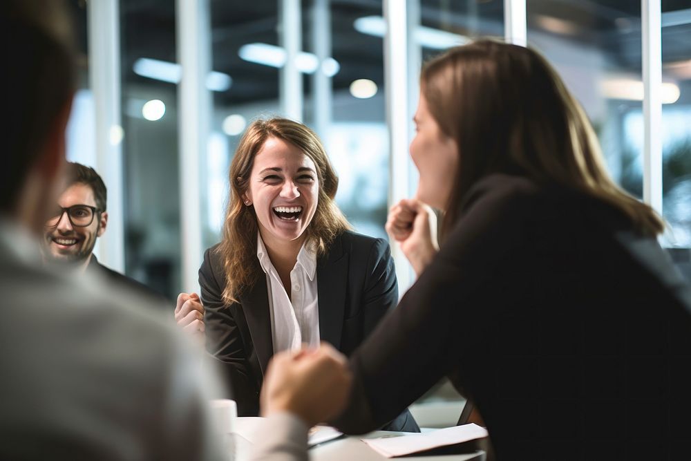 Business laughing meeting adult. 