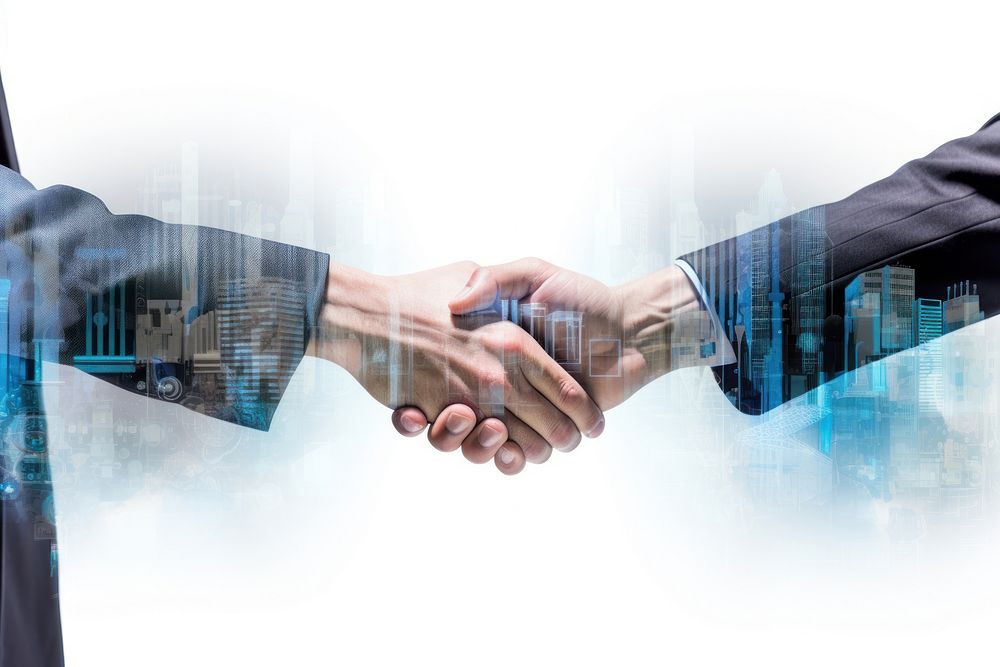 Business hand handshake city. AI generated Image by rawpixel.