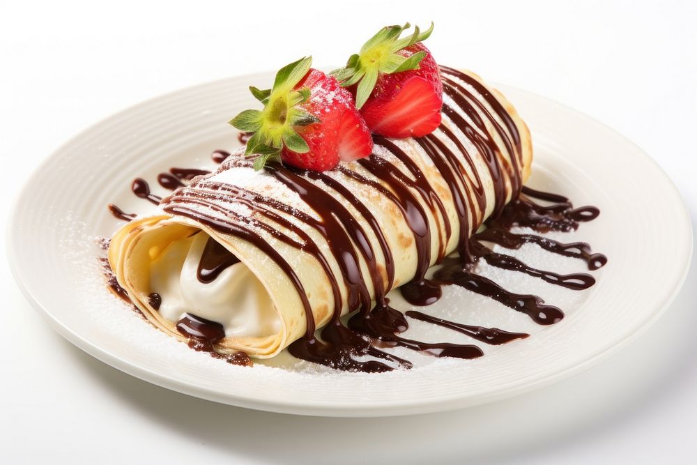 Cold crepe roll strawberry chocolate vanilla. AI generated Image by rawpixel.