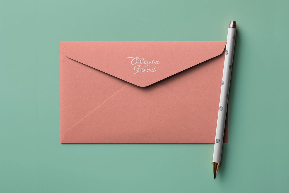 Mail envelope mockup, stationery psd