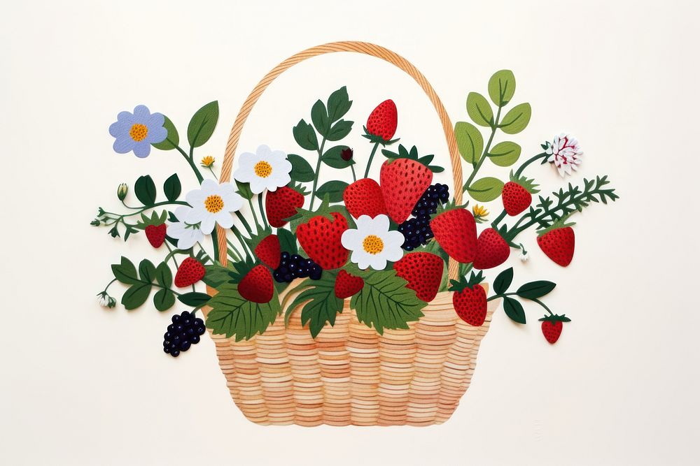 Berries basket strawberry flower plant. AI generated Image by rawpixel.