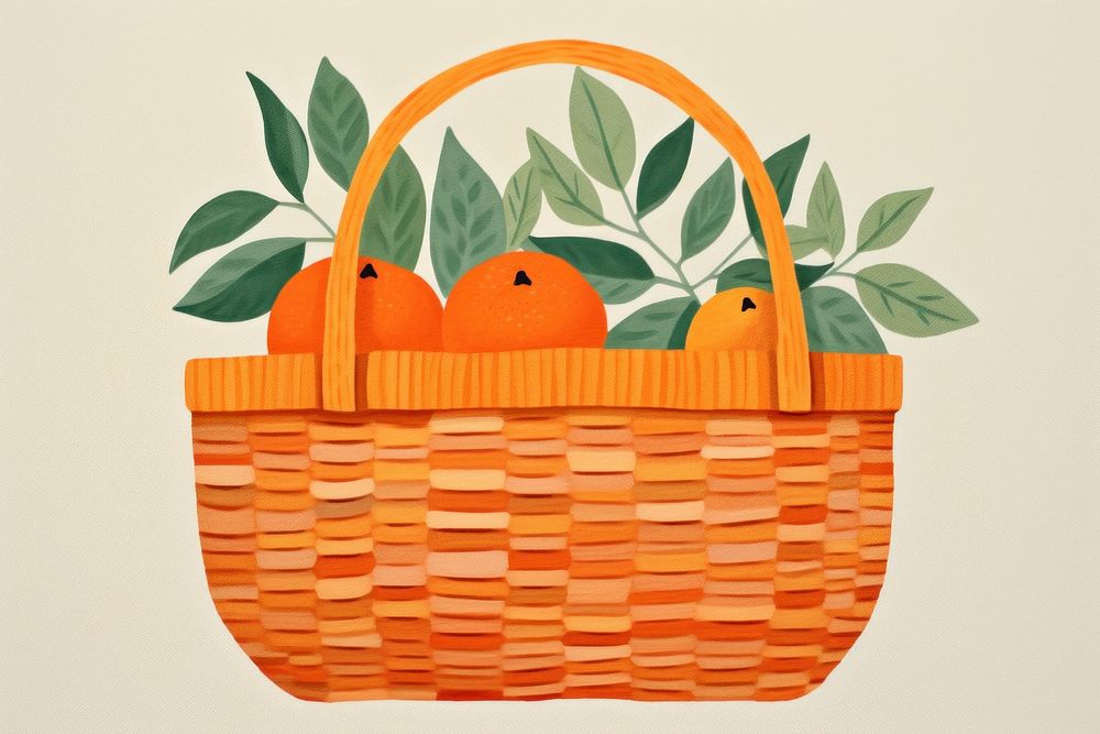 Orange basket handbag plant art. AI generated Image by rawpixel.