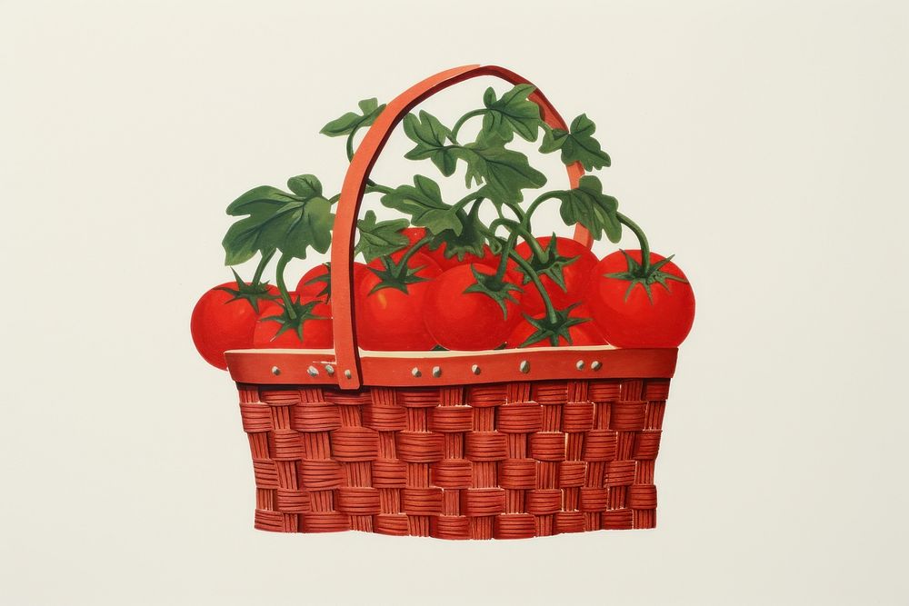 Tomato basket plant food art. AI generated Image by rawpixel.