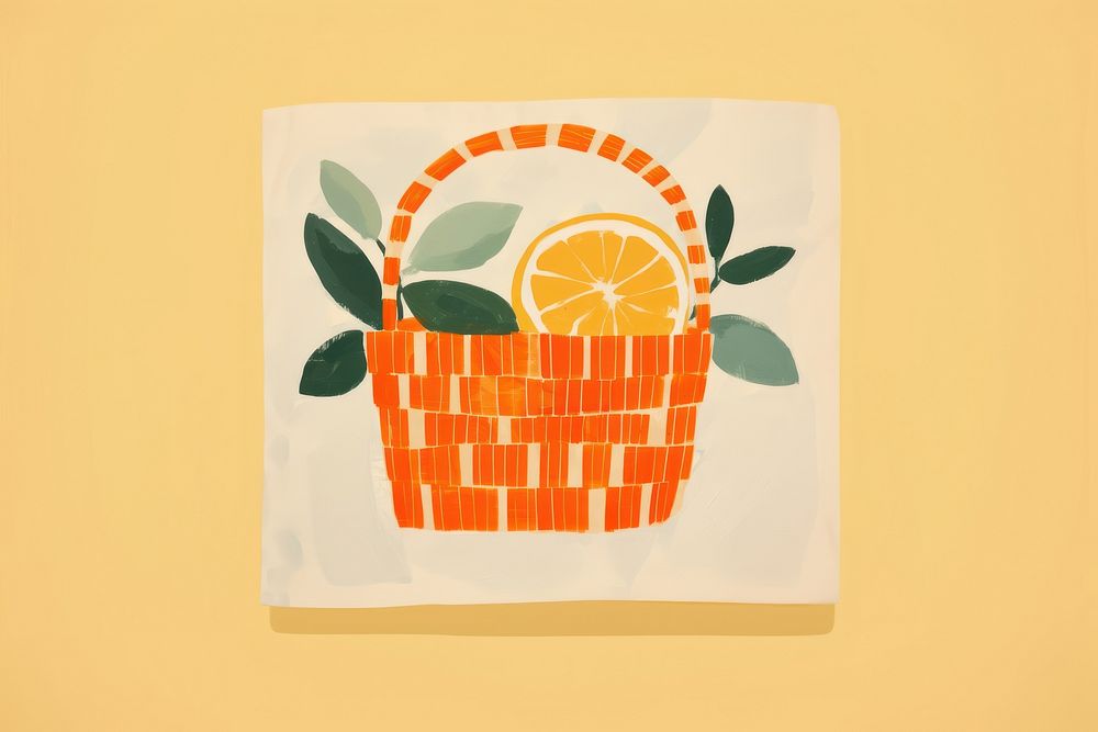 Orange basket art clementine grapefruit. AI generated Image by rawpixel.