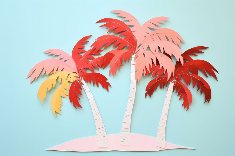 Palm trees art nature plant. AI generated Image by rawpixel.