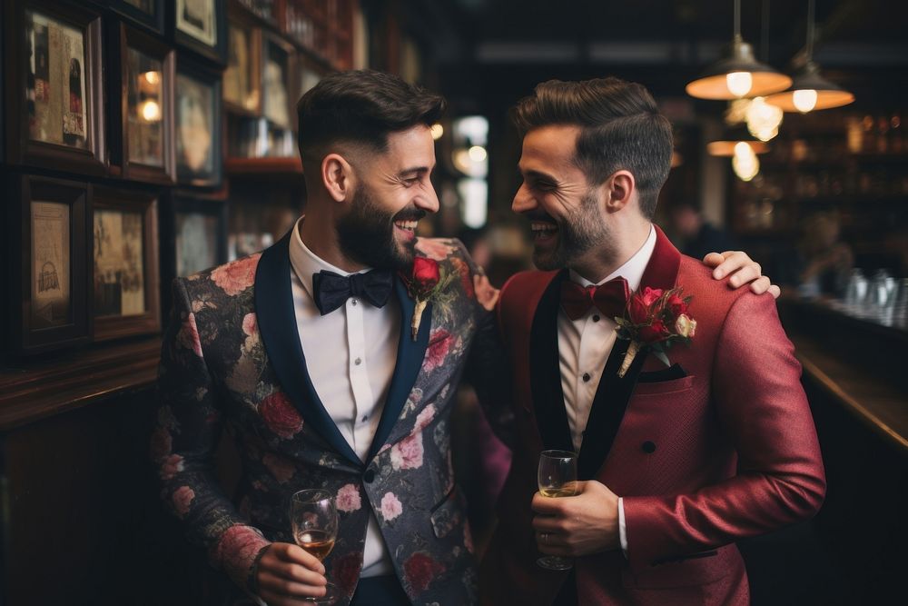 Gay portrait wedding tuxedo. 