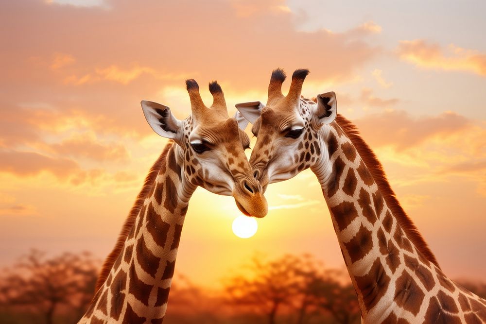Giraffes wildlife outdoors savanna. AI generated Image by rawpixel.