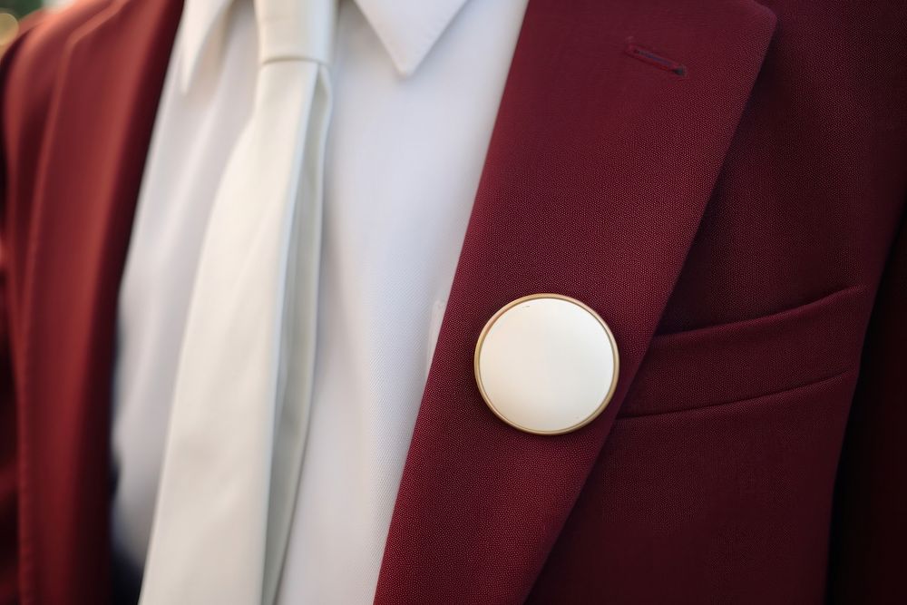 Pin badge blazer maroon suit. AI generated Image by rawpixel.