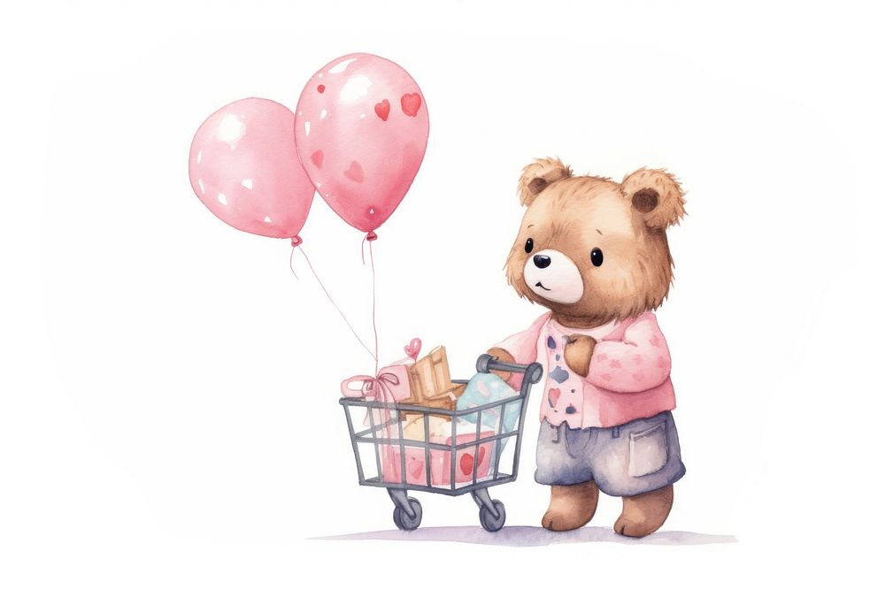 Cute bear shoping balloon cartoon toy. AI generated Image by rawpixel.