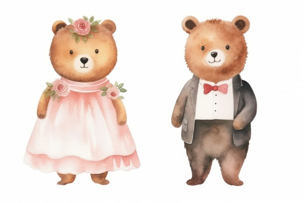 Cute bear wedding cartoon mammal animal. AI generated Image by rawpixel.