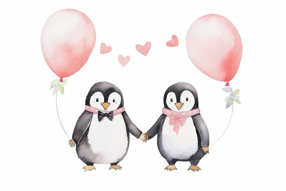 Cute bear wedding penguin cartoon animal. 