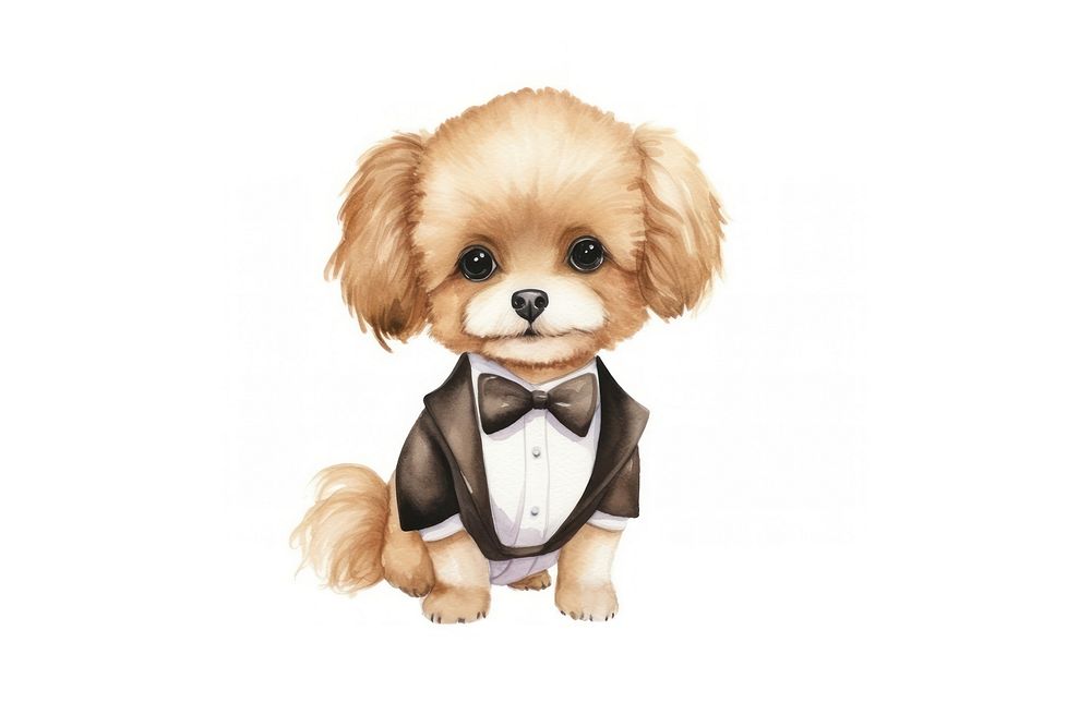 Cute dog wearing wedding suit animal cartoon mammal. 