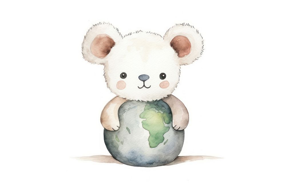 Cute mouse wearing earth cartoon toy white background. AI generated Image by rawpixel.