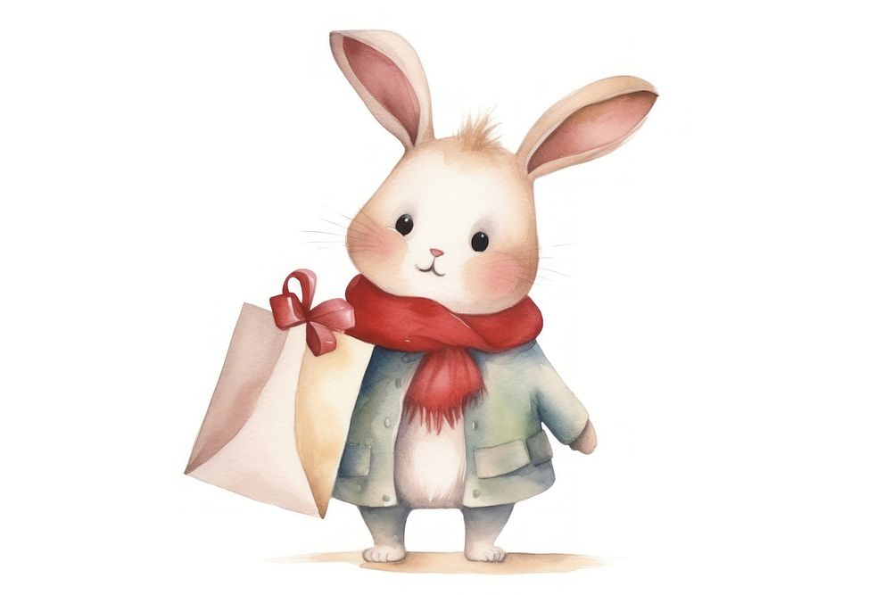 Cute rabbit holding shop bag animal cartoon mammal. AI generated Image by rawpixel.