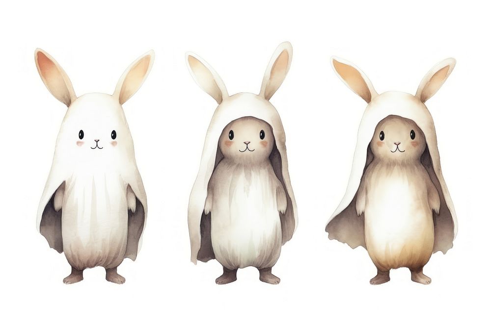 Cute rabbit wearing ghost custume animal cartoon mammal. AI generated Image by rawpixel.