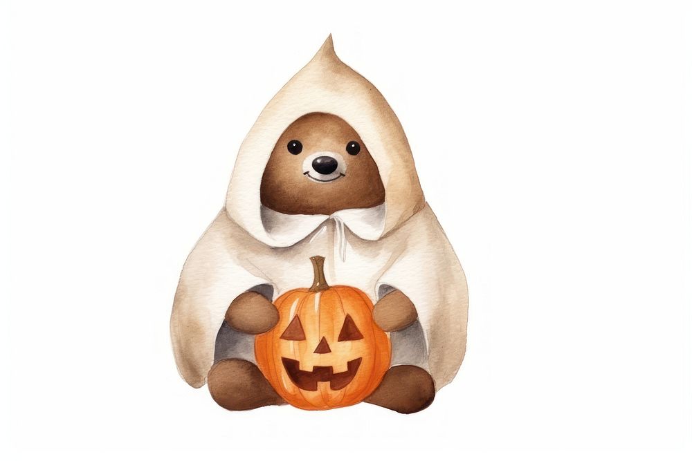 Cute sloth wearing pumpkin custume cartoon toy anthropomorphic. AI generated Image by rawpixel.