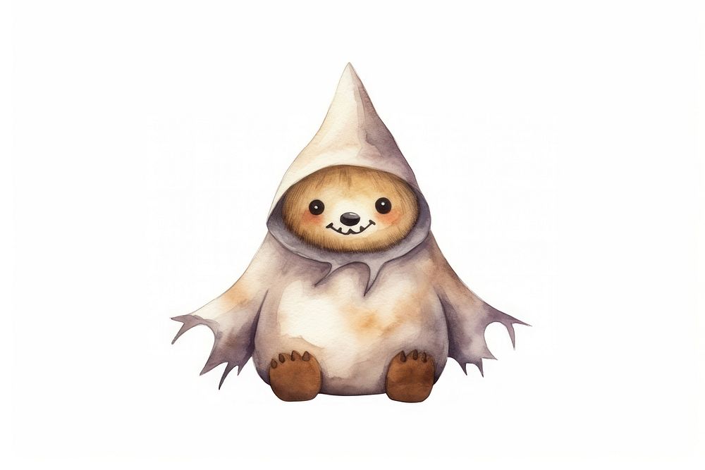 Cute sloth wearing ghost custume animal cartoon drawing. AI generated Image by rawpixel.