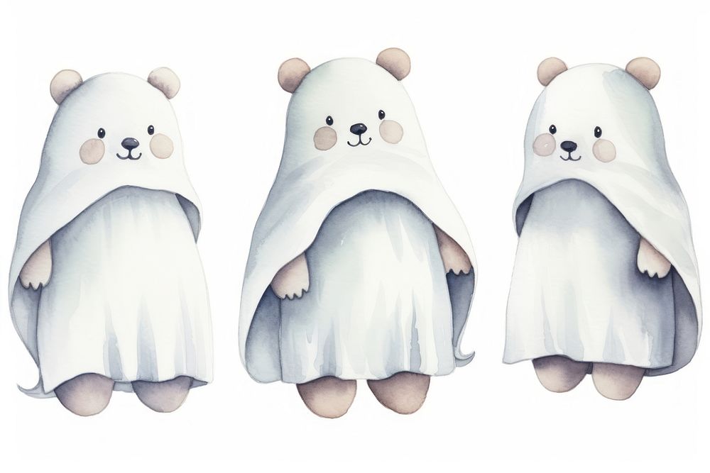Bear wearing ghost custume cartoon mammal animal. AI generated Image by rawpixel.