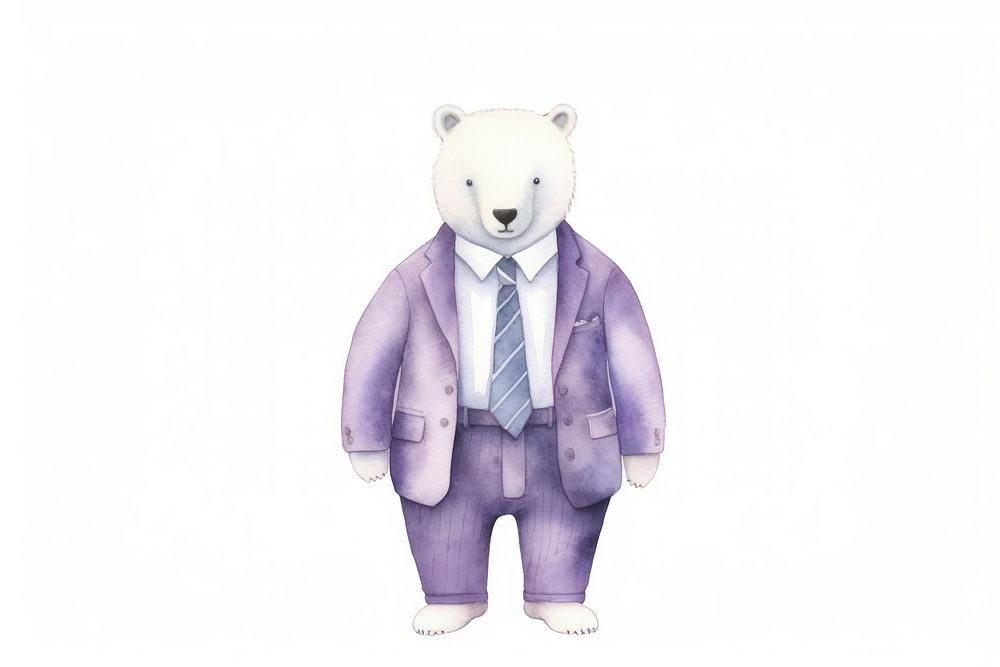 Business polar bear cartoon toy white background. AI generated Image by rawpixel.
