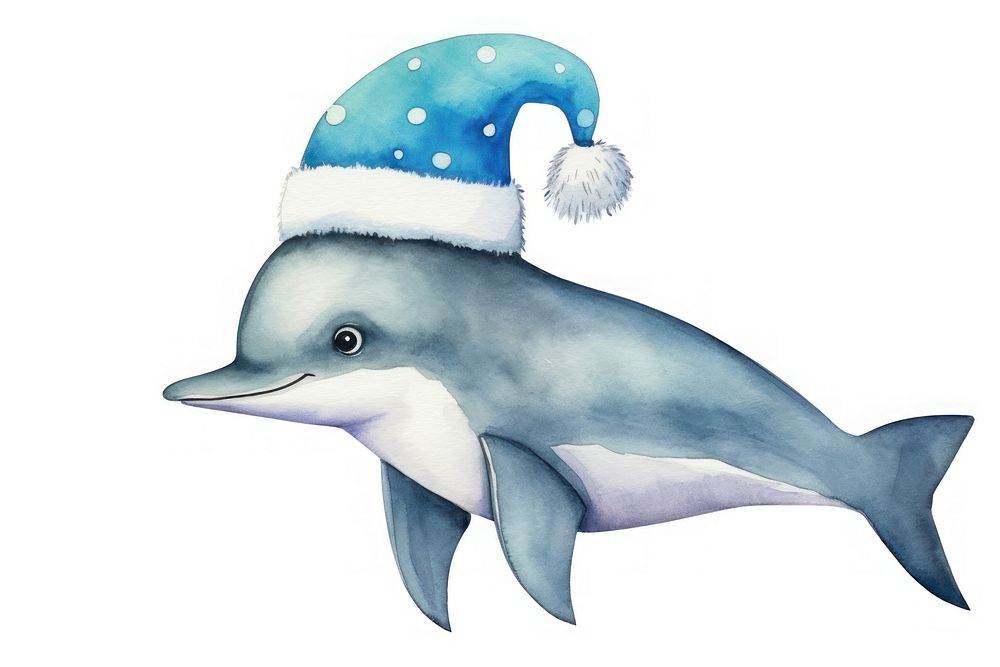 Dolphin christmas animal cartoon mammal. AI generated Image by rawpixel.