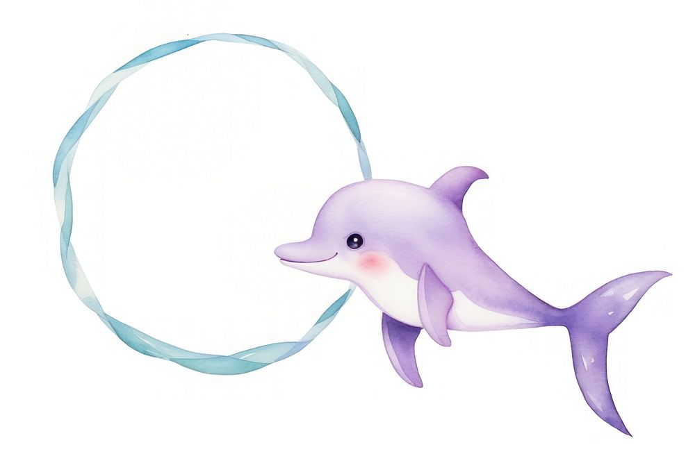 Dolphin play hula hoop animal cartoon mammal. AI generated Image by rawpixel.