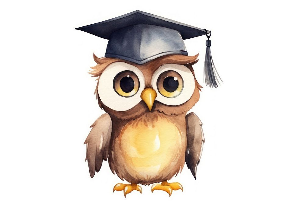 Owl student graduation cartoon animal. 