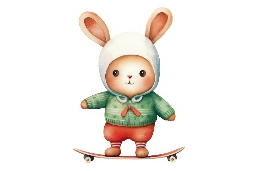 Rabbit playing skateboard figurine cartoon mammal. AI generated Image by rawpixel.