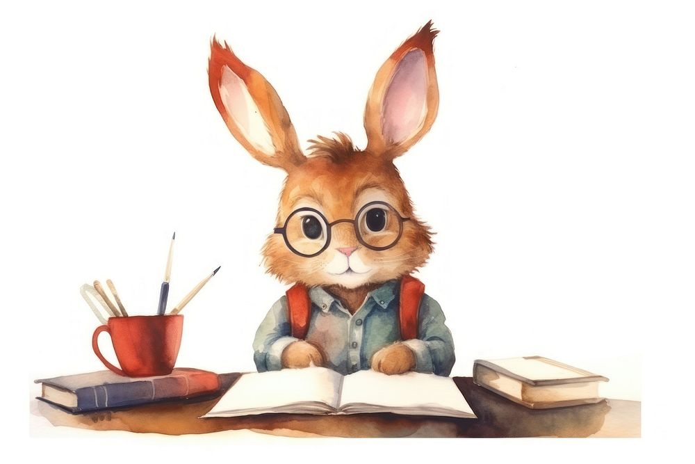 Rabbit student animal publication cartoon. 