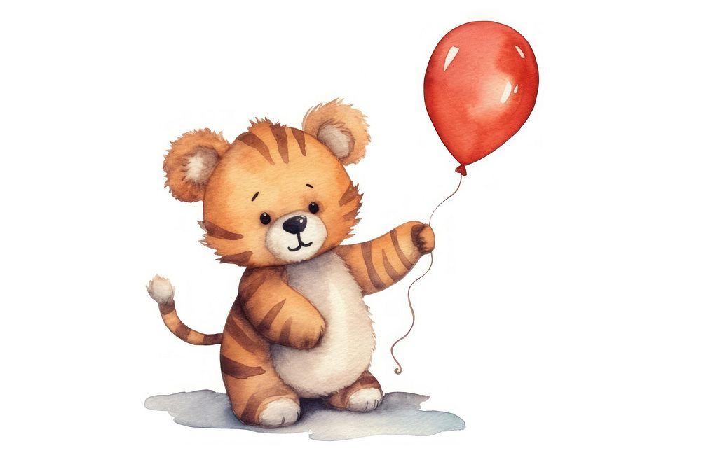 Tiger play basketball balloon cartoon cute. AI generated Image by rawpixel.