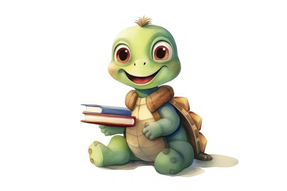 Turtle student cartoon animal cute. 