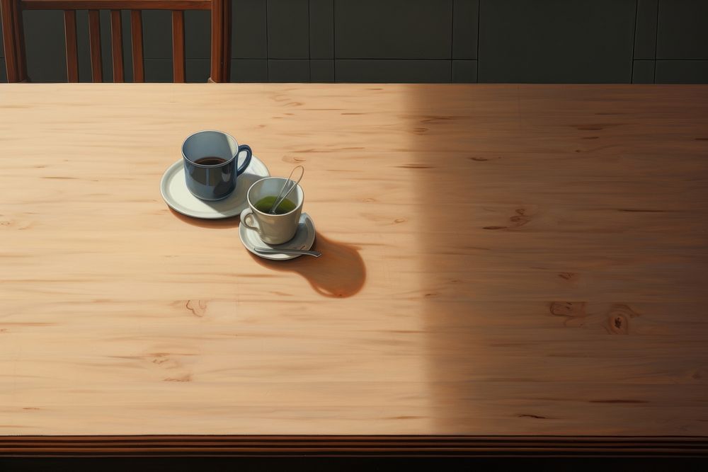 Empty kitchen table furniture saucer coffee. AI generated Image by rawpixel.