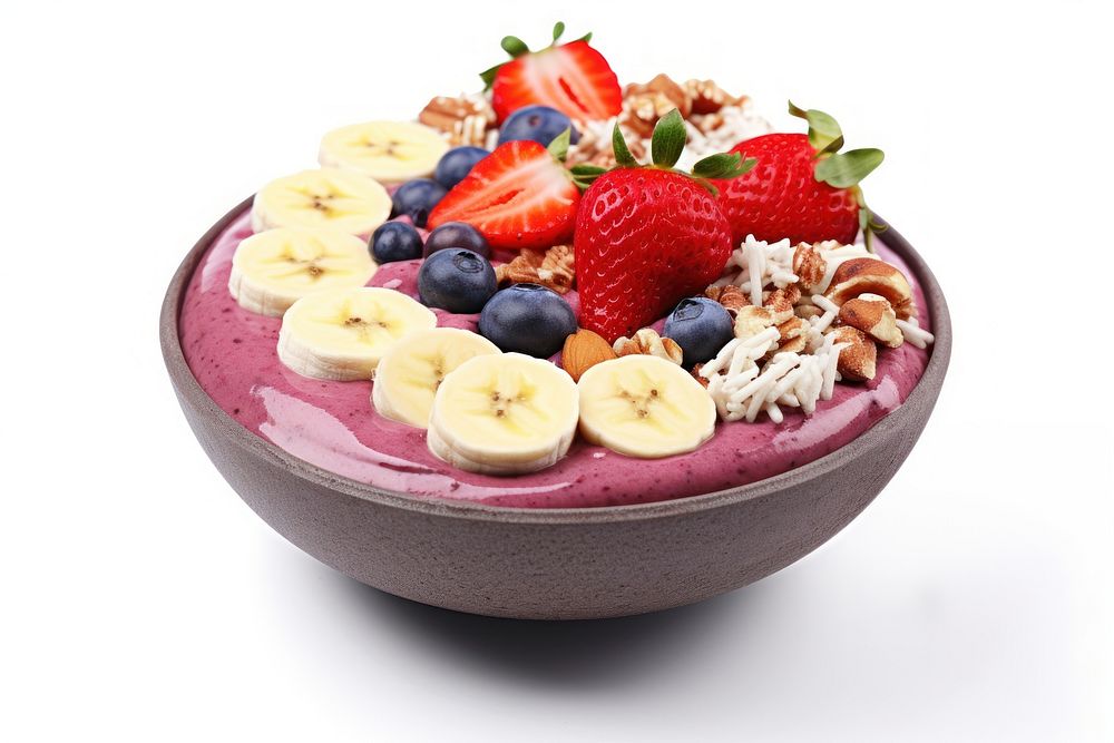 Healthy Acai Smoothie Bowl bowl blueberry fruit. AI generated Image by rawpixel.