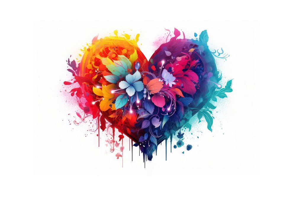 Heart shape pattern flower paint. AI generated Image by rawpixel.