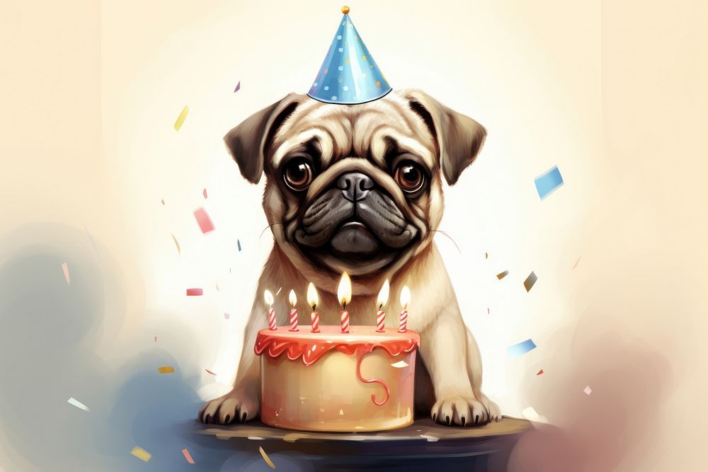 Birthday pug dog birthday. 