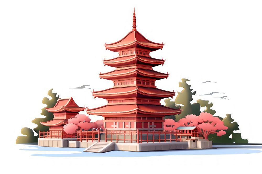 Jajapan landmark architecture building pagoda. AI generated Image by rawpixel.