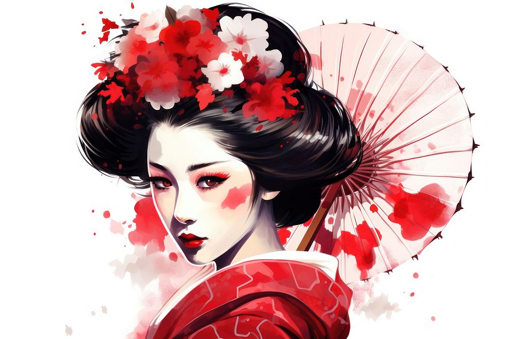 Japanese geisha portrait fashion adult. AI generated Image by rawpixel.
