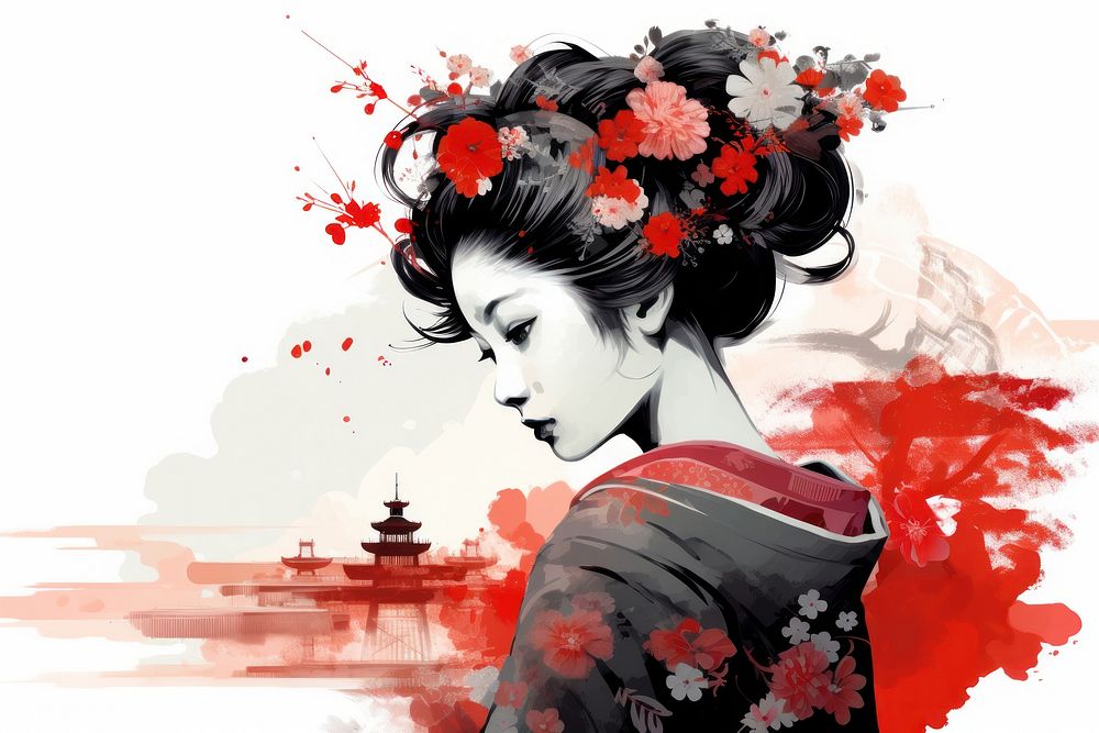 Japanese geisha fashion adult art. AI generated Image by rawpixel.
