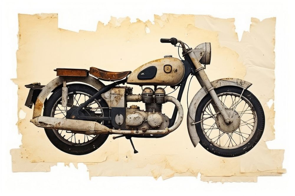 Vintage motorcycle vehicle wheel white background. AI generated Image by rawpixel.